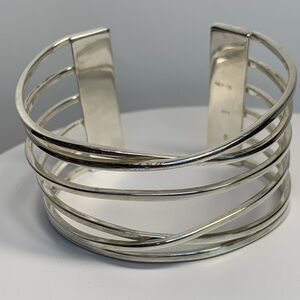 Silpada Vintage Sterling Silver Open Weave Criss-Cross Wrap Cuff Bracelet